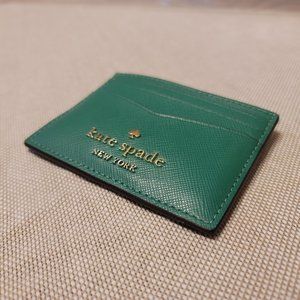 Kate Spade Staci Saffiano Leather Green Bean Cardholder/Wallet NWT
